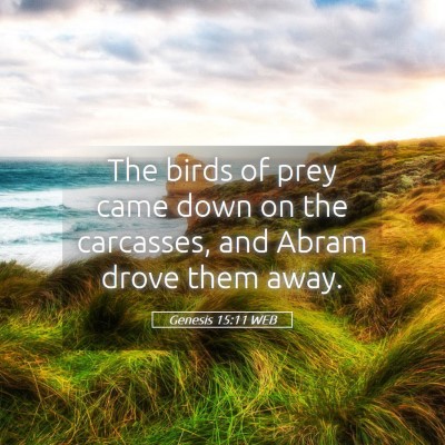 Picture 05 - Genesis 15:11 WEB - The birds of prey came down on the carcasses, and - Bible Verse Picture