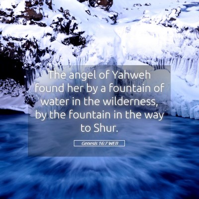 Picture 05 - Genesis 16:7 WEB - The angel of Yahweh found her by a fountain of - Bible Verse Picture