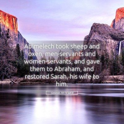 Picture 05 - Genesis 20:14 WEB - Abimelech took sheep and oxen, men-servants and - Bible Verse Picture