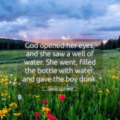 Picture 05 - Genesis 21:19 WEB - God opened her eyes, and she saw a well of water. - Bible Verse Picture