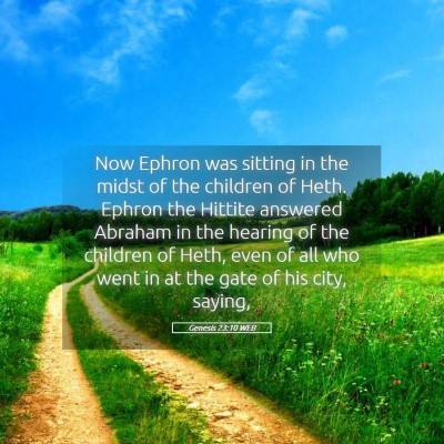 Picture 05 - Genesis 23:10 WEB - Now Ephron was sitting in the midst of the - Bible Verse Picture