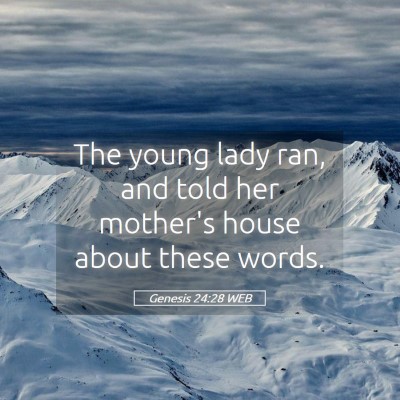 Picture 05 - Genesis 24:28 WEB - The young lady ran, and told her mother's house - Bible Verse Picture