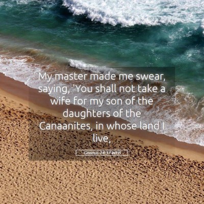 Picture 05 - Genesis 24:37 WEB - My master made me swear, saying, 'You shall not - Bible Verse Picture