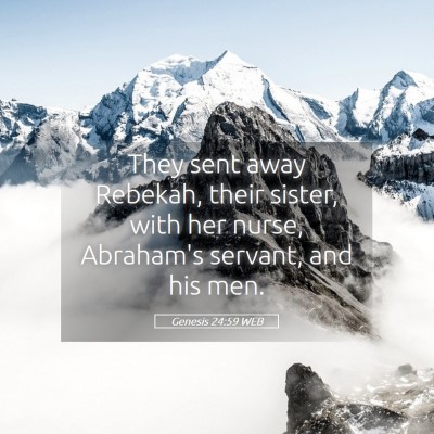 Picture 05 - Genesis 24:59 WEB - They sent away Rebekah, their sister, with her - Bible Verse Picture