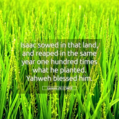 Picture 05 - Genesis 26:12 WEB - Isaac sowed in that land, and reaped in the same - Bible Verse Picture