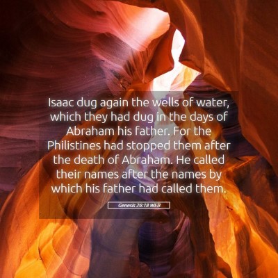 Picture 05 - Genesis 26:18 WEB - Isaac dug again the wells of water, which they - Bible Verse Picture