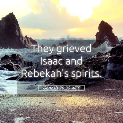 Picture 05 - Genesis 26:35 WEB - They grieved Isaac and Rebekah's - Bible Verse Picture