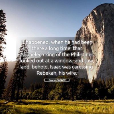 Picture 05 - Genesis 26:8 WEB - It happened, when he had been there a long time, - Bible Verse Picture