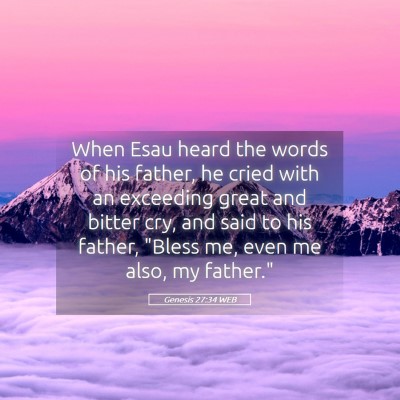 Picture 05 - Genesis 27:34 WEB - When Esau heard the words of his father, he cried - Bible Verse Picture