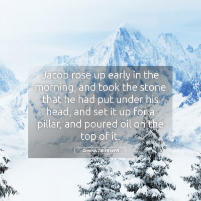 Picture 05 - Genesis 28:18 WEB - Jacob rose up early in the morning, and took the - Bible Verse Picture