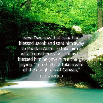 Picture 05 - Genesis 28:6 WEB - Now Esau saw that Isaac had blessed Jacob and - Bible Verse Picture