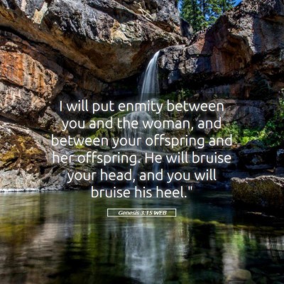 Picture 05 - Genesis 3:15 WEB - I will put enmity between you and the woman, and - Bible Verse Picture