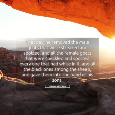 Picture 05 - Genesis 30:35 WEB - That day, he removed the male goats that were - Bible Verse Picture