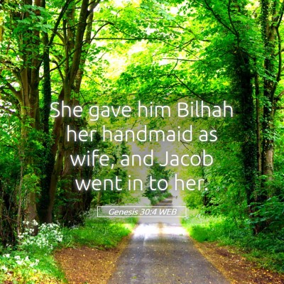 Picture 05 - Genesis 30:4 WEB - She gave him Bilhah her handmaid as wife, and - Bible Verse Picture