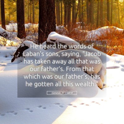 Picture 05 - Genesis 31:1 WEB - He heard the words of Laban's sons, saying, - Bible Verse Picture