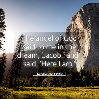 Picture 05 - Genesis 31:11 WEB - The angel of God said to me in the dream, - Bible Verse Picture