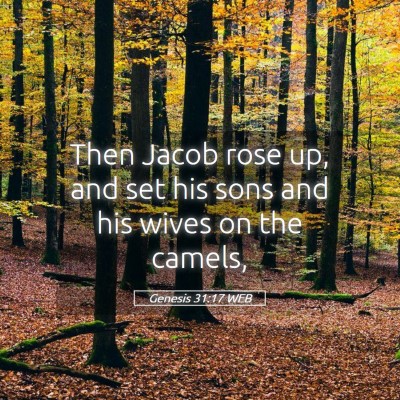 Picture 05 - Genesis 31:17 WEB - Then Jacob rose up, and set his sons and his - Bible Verse Picture