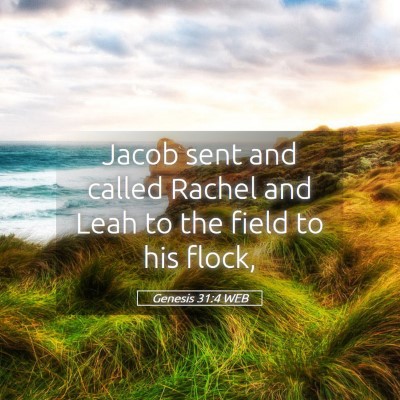Picture 05 - Genesis 31:4 WEB - Jacob sent and called Rachel and Leah to the - Bible Verse Picture