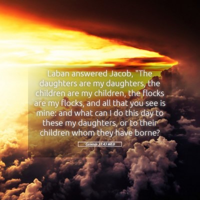Picture 05 - Genesis 31:43 WEB - Laban answered Jacob, 