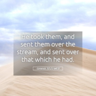 Picture 05 - Genesis 32:23 WEB - He took them, and sent them over the stream, and - Bible Verse Picture