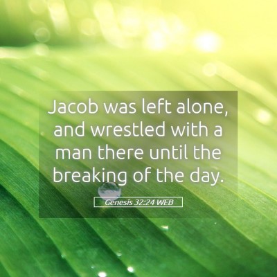 Picture 05 - Genesis 32:24 WEB - Jacob was left alone, and wrestled with a man - Bible Verse Picture
