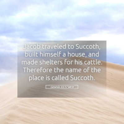 Picture 05 - Genesis 33:17 WEB - Jacob traveled to Succoth, built himself a house, - Bible Verse Picture