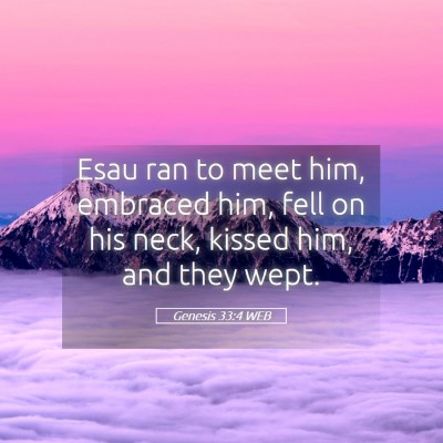 Picture 05 - Genesis 33:4 WEB - Esau ran to meet him, embraced him, fell on his - Bible Verse Picture