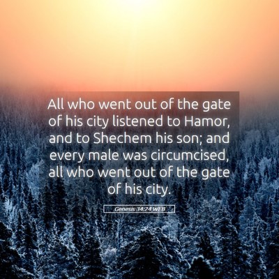 Picture 05 - Genesis 34:24 WEB - All who went out of the gate of his city listened - Bible Verse Picture