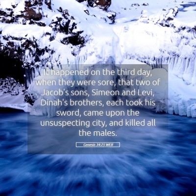 Picture 05 - Genesis 34:25 WEB - It happened on the third day, when they were - Bible Verse Picture
