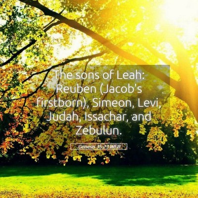 Picture 05 - Genesis 35:23 WEB - The sons of Leah: Reuben (Jacob's firstborn), - Bible Verse Picture