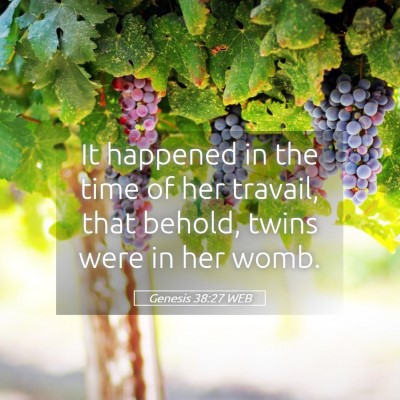 Picture 05 - Genesis 38:27 WEB - It happened in the time of her travail, that - Bible Verse Picture