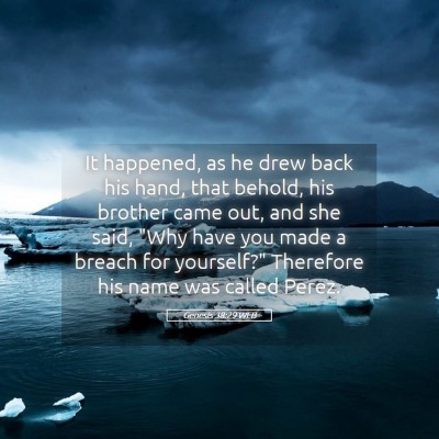 Picture 05 - Genesis 38:29 WEB - It happened, as he drew back his hand, that - Bible Verse Picture