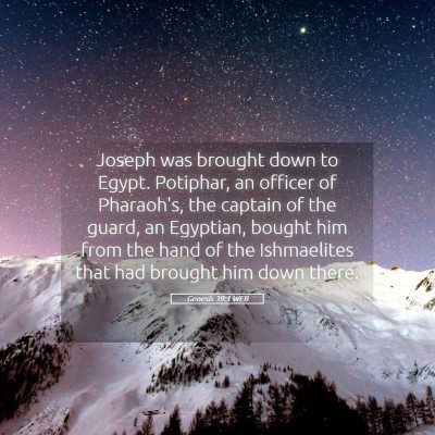 Picture 05 - Genesis 39:1 WEB - Joseph was brought down to Egypt. Potiphar, an - Bible Verse Picture