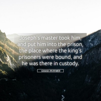 Picture 05 - Genesis 39:20 WEB - Joseph's master took him, and put him into the - Bible Verse Picture