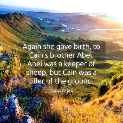 Picture 05 - Genesis 4:2 WEB - Again she gave birth, to Cain's brother Abel. - Bible Verse Picture