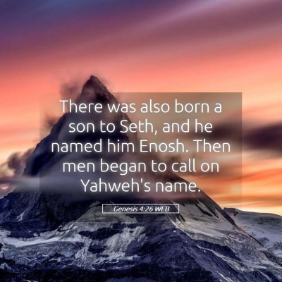 Picture 05 - Genesis 4:26 WEB - There was also born a son to Seth, and he named - Bible Verse Picture