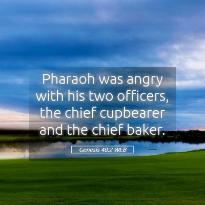 Picture 05 - Genesis 40:2 WEB - Pharaoh was angry with his two officers, the - Bible Verse Picture