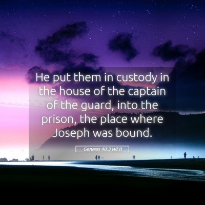 Picture 05 - Genesis 40:3 WEB - He put them in custody in the house of the - Bible Verse Picture