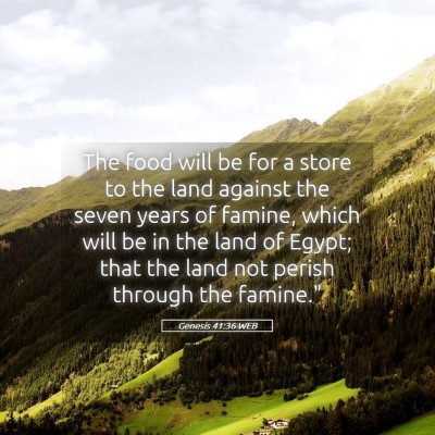 Picture 05 - Genesis 41:36 WEB - The food will be for a store to the land against - Bible Verse Picture