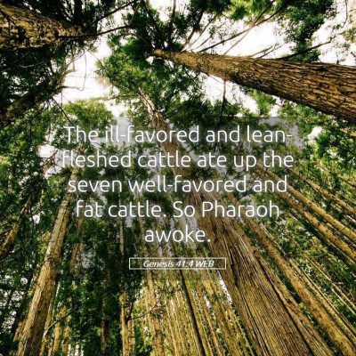 Picture 05 - Genesis 41:4 WEB - The ill-favored and lean-fleshed cattle ate up - Bible Verse Picture