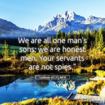 Picture 05 - Genesis 42:11 WEB - We are all one man's sons; we are honest men. - Bible Verse Picture