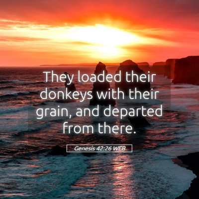 Picture 05 - Genesis 42:26 WEB - They loaded their donkeys with their grain, and - Bible Verse Picture