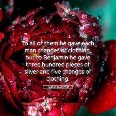 Picture 05 - Genesis 45:22 WEB - To all of them he gave each man changes of - Bible Verse Picture
