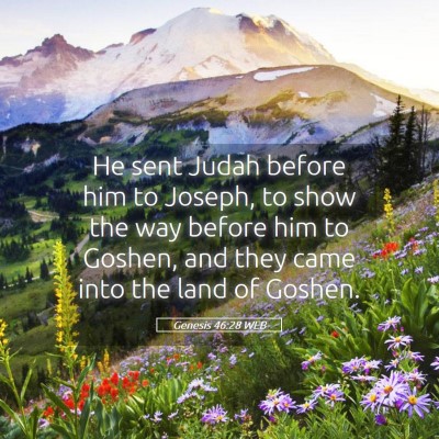 Picture 05 - Genesis 46:28 WEB - He sent Judah before him to Joseph, to show the - Bible Verse Picture