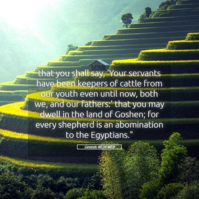 Picture 05 - Genesis 46:34 WEB - that you shall say, 'Your servants have been - Bible Verse Picture