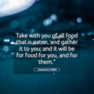 Picture 05 - Genesis 6:21 WEB - Take with you of all food that is eaten, and - Bible Verse Picture