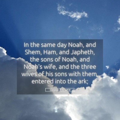 Picture 05 - Genesis 7:13 WEB - In the same day Noah, and Shem, Ham, and Japheth, - Bible Verse Picture