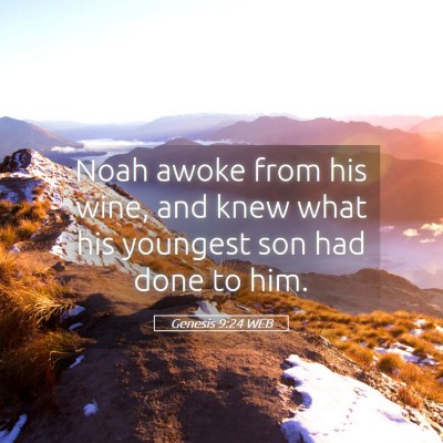 Picture 05 - Genesis 9:24 WEB - Noah awoke from his wine, and knew what his - Bible Verse Picture