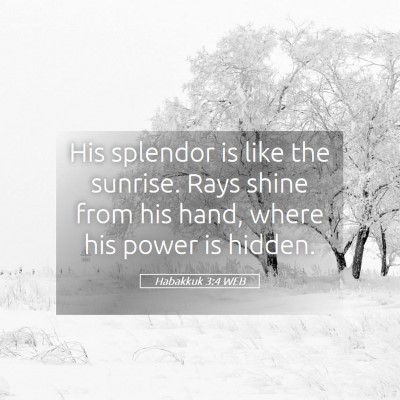 Picture 05 - Habakkuk 3:4 WEB - His splendor is like the sunrise. Rays shine from - Bible Verse Picture