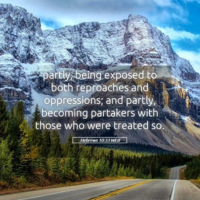 Picture 05 - Hebrews 10:33 WEB - partly, being exposed to both reproaches and - Bible Verse Picture